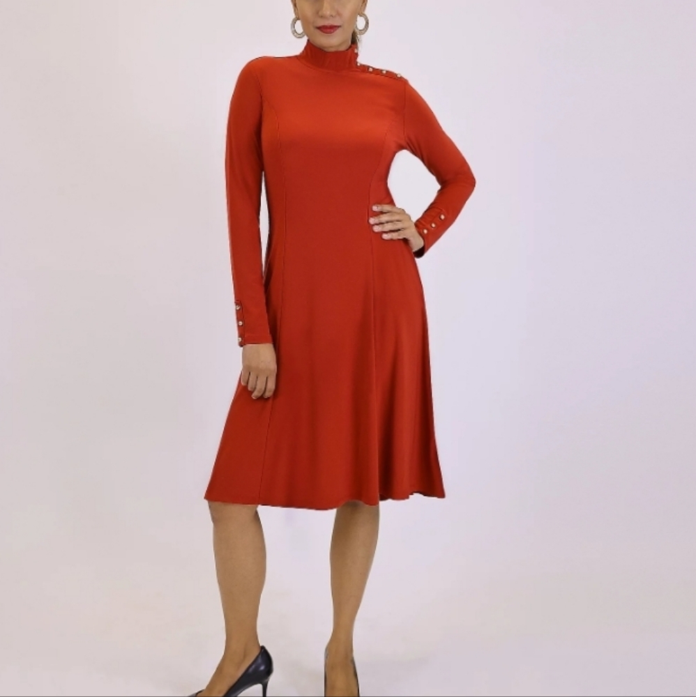 Dennis Basso Petite Italia Knit Mock Neck Dress